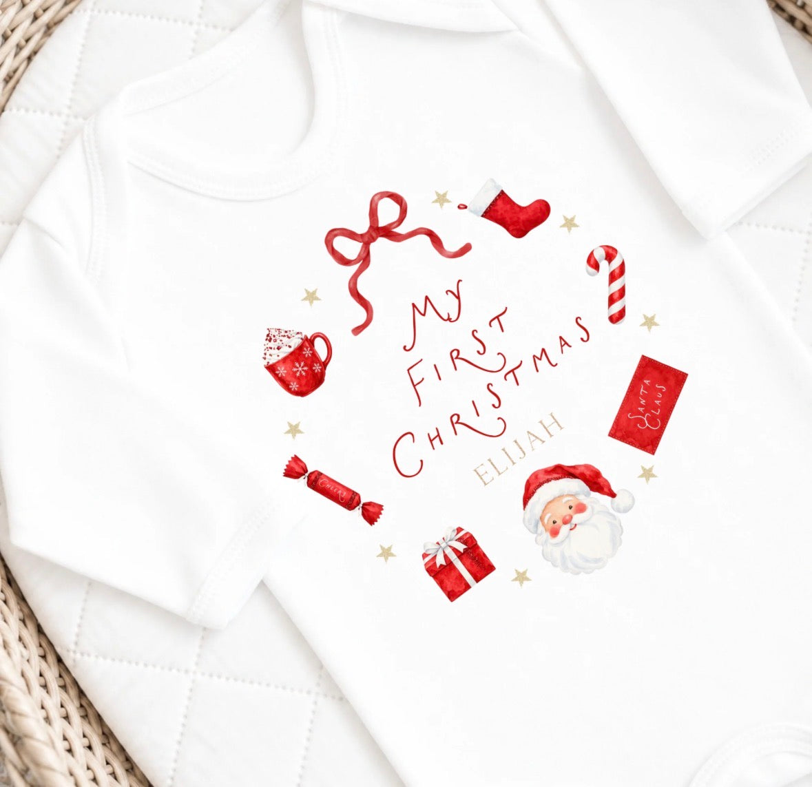 Personalised Christmas Baby Grow 'My First Christmas' - Long Sleeved