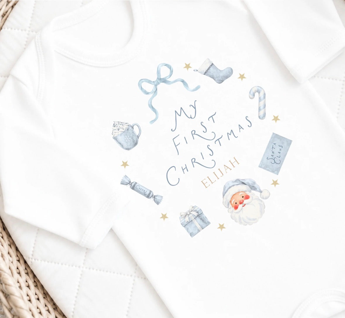 Personalised Christmas Baby Grow 'My First Christmas' - Long Sleeved