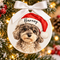 Personalised Christmas Bauble - Pets Portrait with Santa Hat